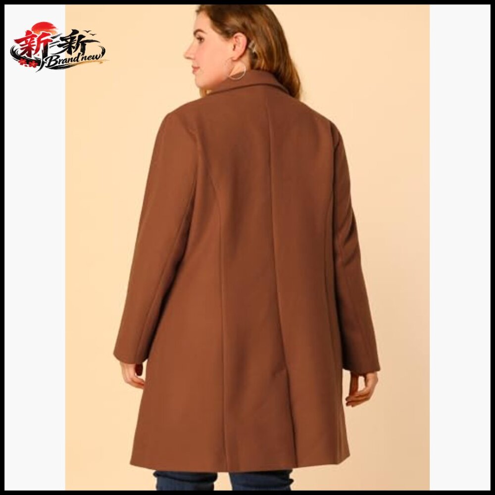 Polyester Long Winter Coat Single Breasted Notche… - image 5
